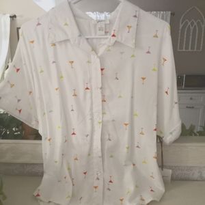 Women's Short Sleeve Martini Glass Shirt Retro Style